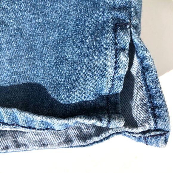 anthropologie  mo:vint  button up denim shirt size Medium M 100% cotton AS IS - Picture 7 of 16